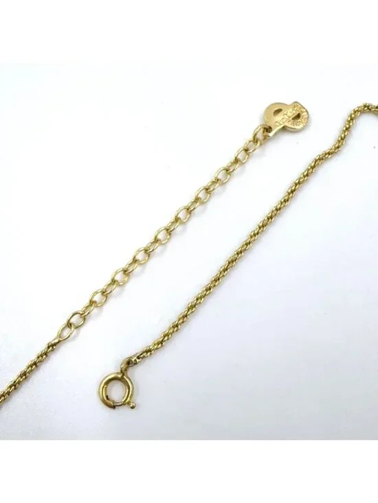 Dior Line Stone Faux Pearl Gold Necklace - Picture 7 of 13
